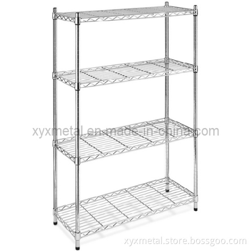 4 Tiers Chrome Shelving Stand Wire Mesh Shelf Rack